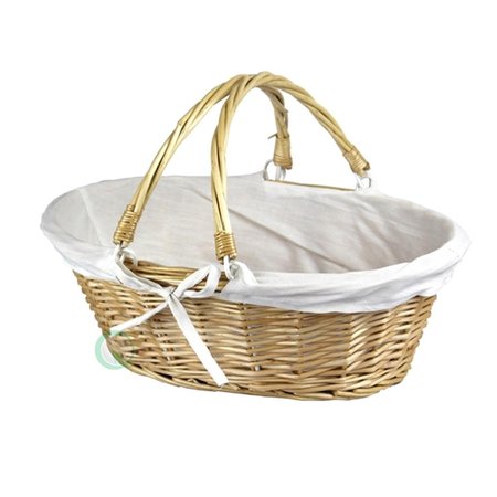 AURIC Oval Willow Basket with Double Drop Down Handles - White Fabrice AU118172
